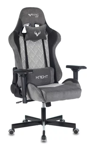 Кресло игровое Zombie VIKING 7 KNIGHT Fabric серый Loft ромбик ткань/эко.кожа с подголов. крестов. металл (VIKING 7 KNIGHT GR)
