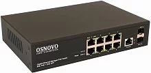 PoE Коммутатор OSNOVO SW-80802/L(150W) Управляемый L2 PoE коммутатор Gigabit Ethernet на 8 RJ45 PoE + 2 x GE SFP порта. Порты: 1 x GE (10/100/1000Base-T) с PoE (до 60W, A+B) + 7 x GE (10/100/1000 Base-T) с PoE (до 3