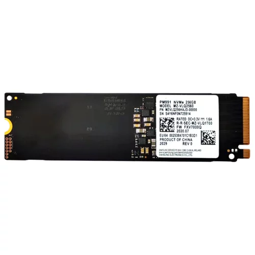 Твердотельный накопитель/ Samsung SSD PM991a, 256GB, M.2(22x80mm), NVMe, PCIe 3.0 x4, R/W 3100/1300MB/s, IOPs 220 000/300 000 (12 мес.) (MZVLQ256HBJD-00B00)