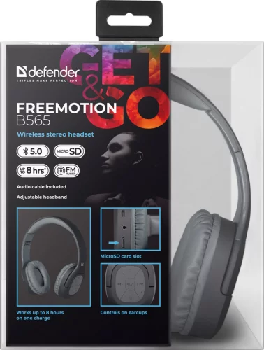 Гарнитура беспроводная Defender FreeMotion B565 серый Bluetooth (63565) фото 8