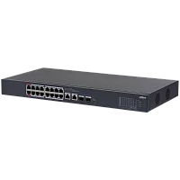 Коммутатор DAHUA DH-CS4218-16ET-135 16-портовый PoE коммутатор с облачным управлением, 16xRJ45 100Mb, 2хКомбо SFP/RJ45 1Gb uplink, суммарно 135Вт, коммутация 7.2 Гбит/с, MAC-таблица 8К (DH-CS4218-16ET-135)