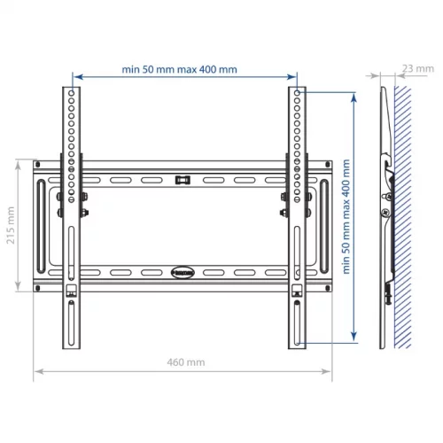 Кронштейн Kromax IDEAL-4 (26020) (26020) Кронштейн Kromax IDEAL-4 белый для TV 22-65, настенный наклонный, max VESA 400x400, от стены 23 мм, наклон 0-10° (26020) фото 2