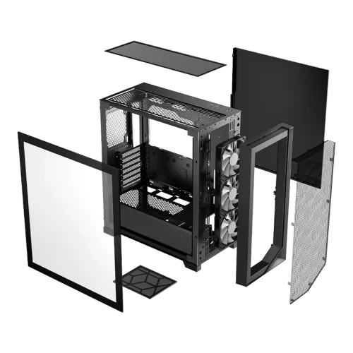 Корпус без блока питания/ Case PCCooler C3D510 BK ARGB, Midi-Tower, TG, Mesh, 3x120mm ARGB, 2xUSB-A 3.0, E-ATX, ATX, mATX, mITX Black фото 5