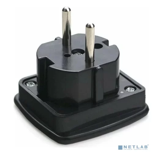 Переходник питания Cablexpert A-AC-UKEU-001B, с вилки EU, UK в RU, чёрный, пакет