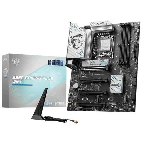 Материнская плата MSI B860 GAMING PLUS WIFI B860, LGA1851, 4*DDR5, 4*PCIEx16, 3*M.2, 1*TypeC, 2*USB3.2Gen2, 6*USB3.2Gen1, 8*USB2.0, 4*SATA3.0, 5G, Type-C(DP), DP, HDMI, ATX, RTL