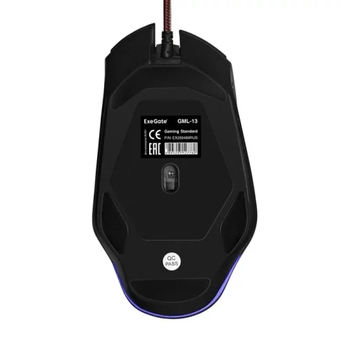 Exegate EX289489RUS Мышь ExeGate Gaming Standard Laser GML-13 (USB, лазерная, 1000/ 1200/ 3000/ 4000 dpi, 8 кнопок и колесо прокрутки, длина кабеля 1,5м, черная, Color box) фото 3