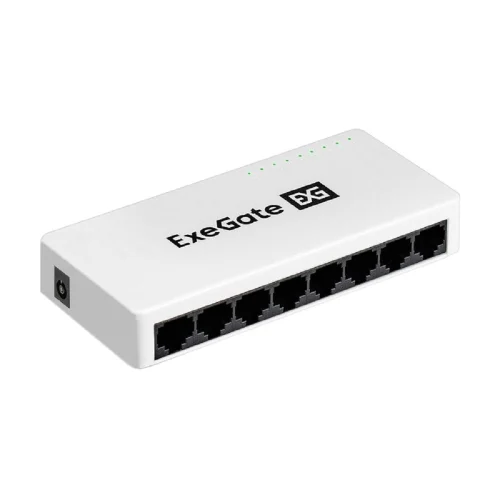 Exegate EX298686RUS Коммутатор неуправляемый ExeGate EDES-1008C (8-портовый UTP 10/100Mbps, с функцией энергосбережения (Green Ethernet Technology), настольный/настенный)