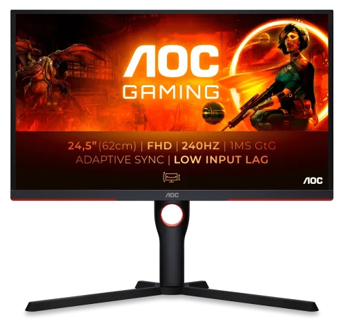AOC 25G3ZM 24,5, 1920x1080, VA, 240Hz, 80M:1, 300cd, 1ms, 2*HDMI, DP, Speakers, FreeSync, Low Blue Light, Flicker Free, H. Adj, pivot, VESA, 3Y, Black