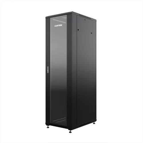 Шкаф напольный универсальный серверный ONTEK TC 42U 600х800мм, 4 профиля 19, двери стекло и сплошная металл, боковые стенки съемные, регулируемые (TC42U68GSRSWAS-9005)