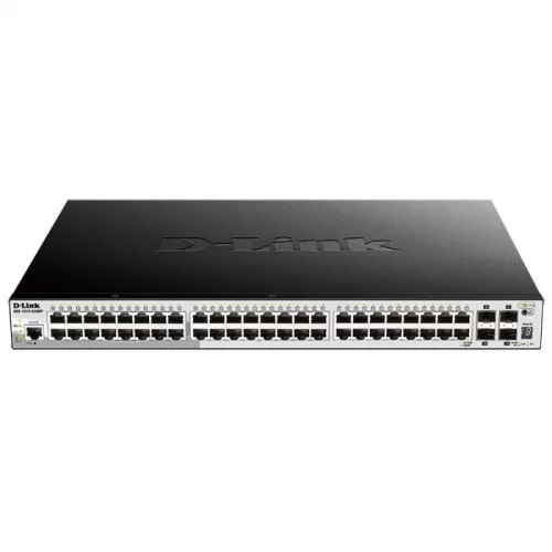 Сетевой коммутатор/ DGS-1510-52XMP SmartPro L2+ Stackable Switch 48x1000Base-T PoE, 4x10GBase-X SFP+, PoE Budget 370W (740W with DPS-700), CLI, RJ45 Console, RPS (DGS-1510-52XMP/A1A)