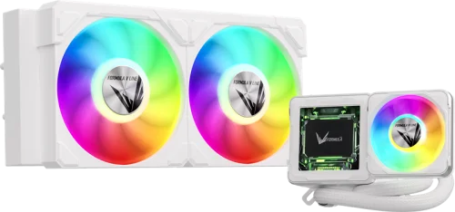 Система водяного охлаждения Formula V Line Cryo Wing Digi 240 WH, 240mm, LCD 2.73, 2x120mm, ARGB fans, LGA115X/1200/1700/1851/1366/2011/2066, AM3/AM4/AM5/Ryzen3/Ryzen5/Ryzen7/Threadripper/RT4