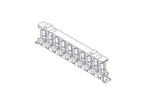 Горизонтальный кабельный организатор Systeme Electric, серия Excelente, 1U, пластиковые пальцы, c крышкой (ET8602)