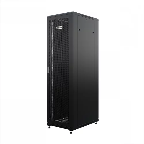 Шкаф напольный универсальный серверный ONTEK TC 42U 600х800мм, 4 профиля 19, двери перфорированная и сплошная металл, боковые стенки съемные (TC42U68DPSMRSWAS-9005)