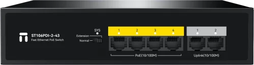 Коммутатор Netis ST106PDI-2-43 (L2) 6x100Мбит/с 4PoE 43W неуправляемый