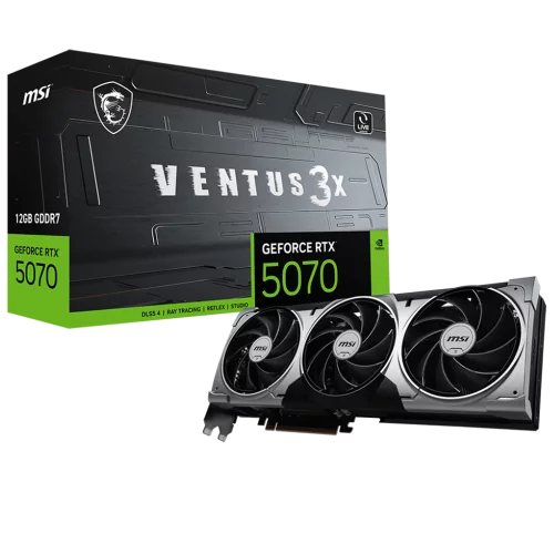 Видеокарта MSI PCI-E 5.0 RTX 5070 12G VENTUS 3X NVIDIA GeForce RTX 5070 12Gb 192bit GDDR7 2512/28000 HDMIx1 DPx3 HDCP Ret