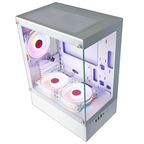 Ginzzu CL485 mATX FAN 3*12LD4 передняя панель Стекло Белый фото 2