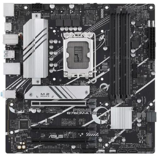 Материнская плата ASUS PRIME B760M-A D4-CSM (90MB1D00-M0EAYC) Материнская плата ASUS PRIME B760M-A D4-CSM, LGA1700, B760, 4*DDR4, 4*SATA, 2*M.2, 2*USB 3.2, 4*USB 2.0, 3*PCIx16, 2*PCIx1, DP+HDMI, mATX (90MB1D00-M0EAYC)