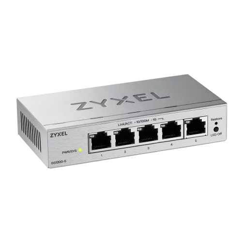 Коммутатор Web Smart L2 коммутатор Zyxel GS1200-5v3, 5xGE, настольный, бесшумный (GS1200-5V3-EU0101F)