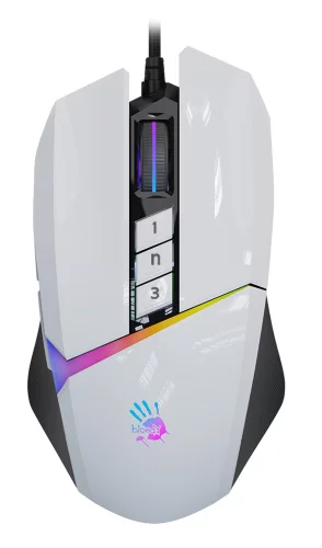 Мышь A4Tech Bloody W60 Max белый оптическая (10000dpi) USB (10but) (W60 MAX (PANDA WHITE))