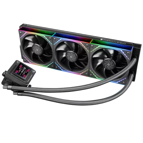 Водяное охлаждение для процессора/ Water Cooling System Thermalright Frozen Warframe SE 360 ARGB V2 (360mm, LED temp., Black, ARGB/ Fans: 3x120mm, 68.9CFM, 28.2dBA, 2000RPM/ Pump height 59mm, Rad thic (F-WFRAME-SE-360-ARGB-BL-V2)