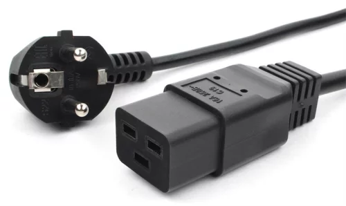 Power Cube кабель питания, разъем: Schuko(евровилка) - IEC 320 C19, длина 1.8 м., сечение 3x1.5, 16А, медь+ ПВХ, с заземлением, Россия, цвет черный (RPC-186C191,8BL)