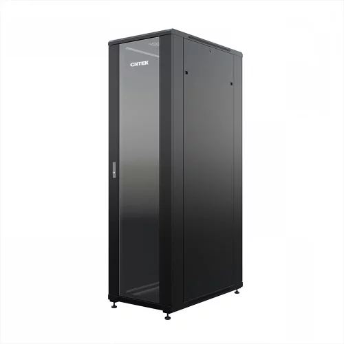 Шкаф напольный универсальный серверный ONTEK TC 42U 800х1000мм, 4 профиля 19, двери стекло и сплошная металл, боковые стенки съемные, регулируемые (TC42U81GSRSWAS-9005)