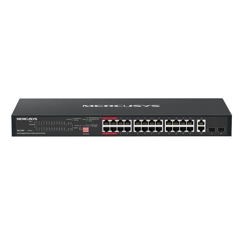 Mercusys MS128GP 28-портовый гигабитный монтируемый в стойку коммутатор с 24 портами PoE+