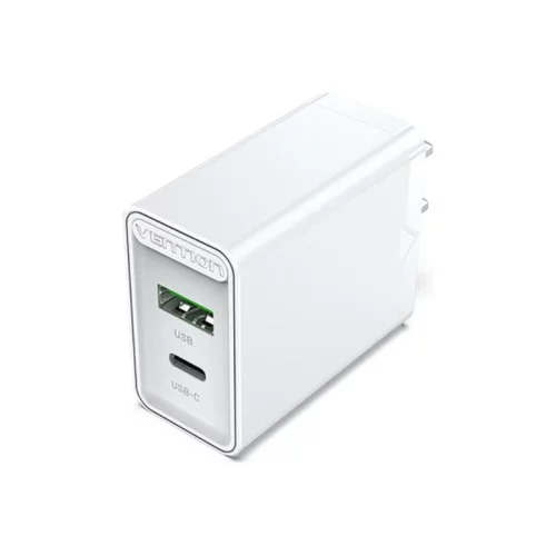Сетевое зарядное устройство Vention на 2 порта USB (A+C) QC 4.0 Белый (FBBW0-EU)
