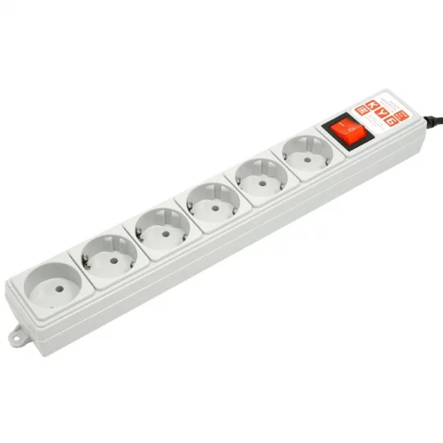 Фильтр-удлинитель Power Cube 3 м 6 розеток (серый) 10А/2,2кВт/ Surge protector Power Cube 3 m 6 outlets (gray) 10A / 2.2kW (SPG(5+1)-B-10)
