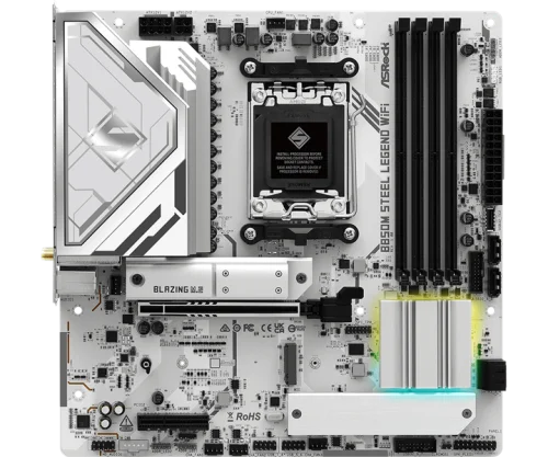 Материнская плата ASROCK B850 PRO-A, AM5, B850, 4*DDR5, 4*SATA, 3*M.2, 4*USB 2.0, 3*USB 3.2, Type-C, 2*PCIx16, 1*M.2 (Key E), HDMI+DP, mATX (B850M STEEL LEGEND WIFI)