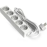 Exegate EX285827RUS Удлинитель ExeGate ECE-5-5W (5 евророзетки с заземлением, 5м, белый)