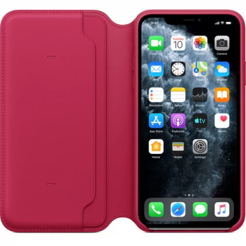 Чехол Apple для iPhone 11 Pro Max Leather Folio кожанный малиновый (MY1N2ZM/A) фото 3