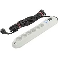 Сетевой фильтр Pilot GL 6 розеток (5 евро + 1 без заземления) 10 м/ Surge protector Pilot GL 6 outlets (5 euro + 1 without ground) 10A / 2.2kVt, 10m (PILOT GL10M)