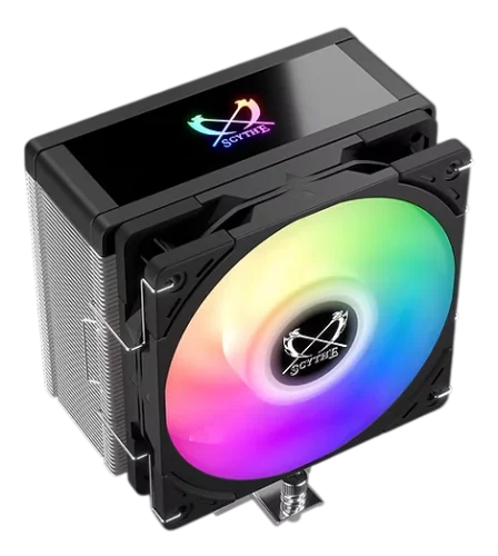 Кулер для процессора/ CPU Cooler Scythe Kotetsu Mark 4 ARGB (150W, 4-pin PWM, 155mm, Al/ Cu, 4x6mm, ARGB, 1x120mm, 60.29CFM, 26.88dBA, 2000RPM, S: 1851/ 1700/ 1200/ 115X, AM5/ AM4, silver, black) (SCKTT-4000AR)
