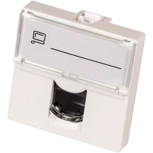 Вставка Mosaic 45x45, RJ-45 UTP, кат.5e, со шторкой и увеличенным окном маркировки, белая (LAN-SIP-23U5E-WH)