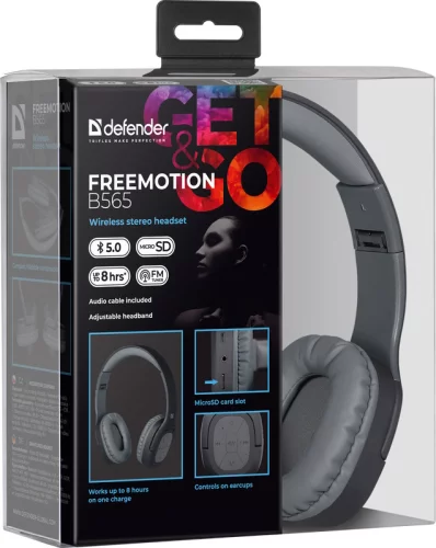 Гарнитура беспроводная Defender FreeMotion B565 серый Bluetooth (63565) фото 7