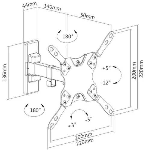 Кронштейн для телевизора Ultramounts UM864B черный 13-42 макс.20кг настенный поворот и наклон фото 7