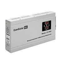 Exegate EX291739RUS Стабилизатор напряжения ExeGate Master AV-2000 (2000ВА, 140-260В, цифр. индикация вход/вых. напряжения, 220В±8%, КПД 98%, 5 уровней защиты, задержка, метал.корпус, евророзетка, RTL