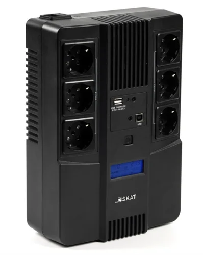 (8935) Бастион SKAT-UPS AI 800ВА/ 480Вт/ line-interactive/ АКБ 9Ачx1/ 3xSchuko 3xSchuko/ Дисплей/ 3 л.г. (SKAT-UPS 800 AID)