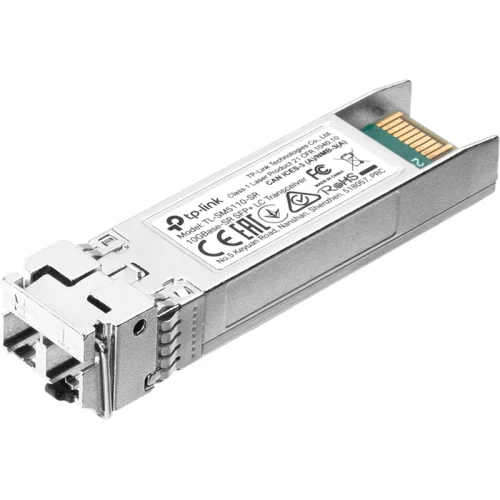 TP-Link TL-SM5110-SR, SFP+ модуль 10 Гбит/ с, разъём LC, 50/ 125 мкм или 62,5/ 125 мкм многомод, длина волны 850 нм, дальность до 300 м.
