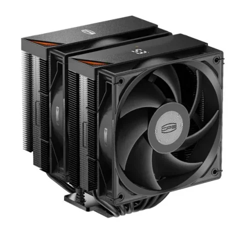 Кулер для процессора/ CPU Cooler PCCooler RT620 Digital BK (250W, 4-pin PWM, LED temp., 157mm, Al/Cu, 6x6mm, 2x120mm, 73.32CFM, 34.9dBA, 2200RPM, S: 1851/1700/1200/115X, AM5/AM4, black) фото 2