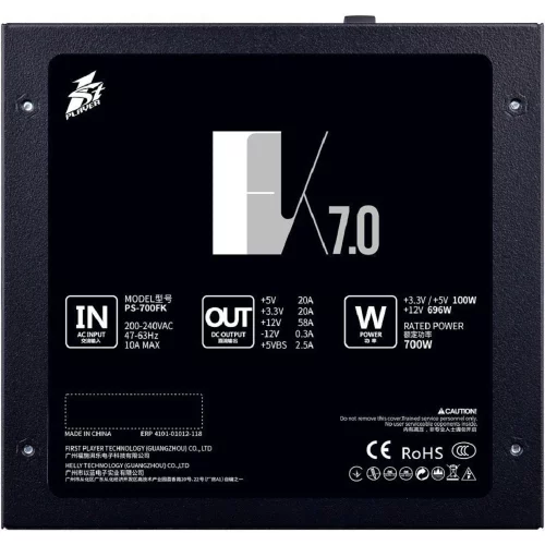 1STPLAYER FK 750W / ATX 2.4, APFC, 120mm fan / PS-750FK фото 3