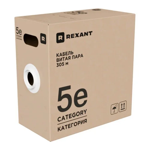 Кабель витая пара F/ UTP, CAT 5e, PE, 4х2х0,52 мм, 24AWG, внешний, однопроволочный, черный, 305м (02-0027-R)