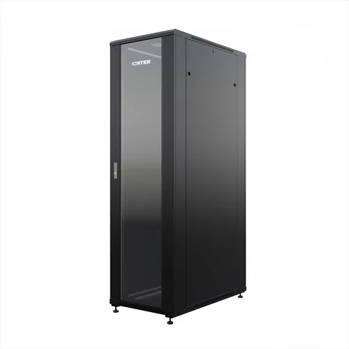 Шкаф напольный универсальный серверный ONTEK TC 42U 600х1000мм, 4 профиля 19, двери стекло и сплошная металл, боковые стенки съемные, регулируемые (TC42U61GSRSWAS-9005)