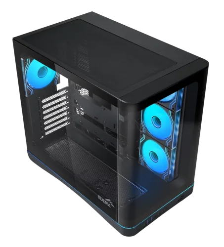 Корпус Компьютер без блока питания/ Case SAMA V62S Black, Midi-Tower, TG, 4x120mm ARGB, 2xUSB 3.0 + 1xUSB 3.2 Type-C, ATX, mATX, mITX Black (V62S-BKADA4X1-GL)