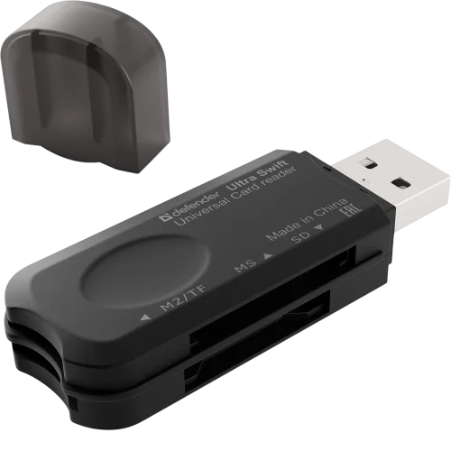 Defender Универсальный картридер Ultra Swift USB 2.0, 4 слота (83262)