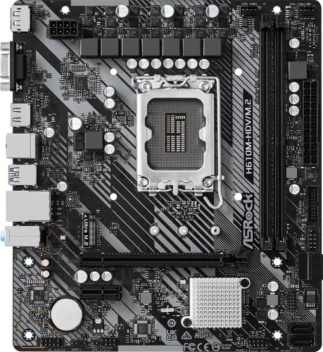 Материнская плата Asrock H610M-HDV/ M.2 R2.0 Soc-1700 Intel H610 2xDDR4 mATX AC`97 8ch(7.1) GbLAN+VGA+HDMI+DP (H610M-HDV/M.2 R2.0)