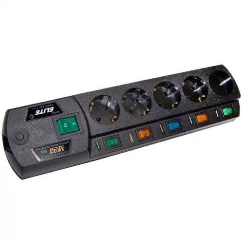 Сетевой фильтр Most ERG CEE 7/ 4 «Schuko» 4 шт, CEE 7/ 16 «Europlug» 1 шт, 5 м, черный (ERG 5M BK)