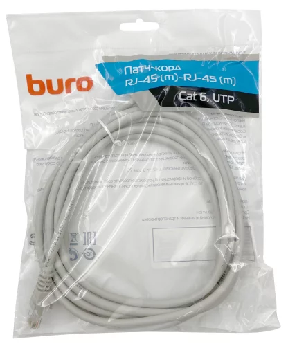 Патч-корд Buro UTP-6-3M-G UTP 4 пары cat.6 CCA molded 3м серый RJ-45 (m)-RJ-45 (m)