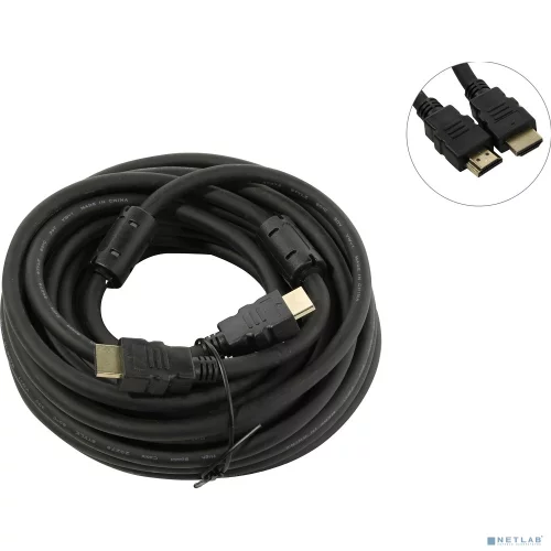 Exegate EX287726RUS Кабель HDMI ExeGate EX-CC-HDMI2-10.0F (19M/ 19M, v2.0, 10м, 4K UHD, Ethernet, ферритовые кольца, позолоченные контакты)